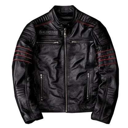 New Motorcycle Jacket Men Cowhide Motocross Jacket  Leather Winter Windproof Racing Suit Wear-resistant Moto Clothing For Harley