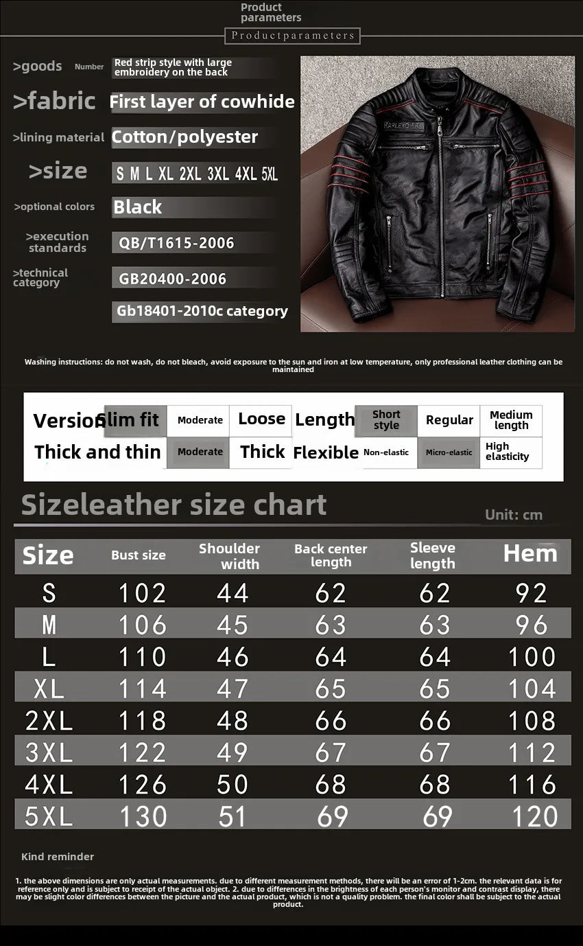 New Motorcycle Jacket Men Cowhide Motocross Jacket  Leather Winter Windproof Racing Suit Wear-resistant Moto Clothing For Harley