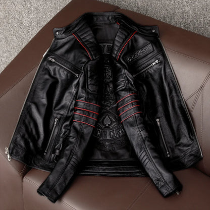 New Motorcycle Jacket Men Cowhide Motocross Jacket  Leather Winter Windproof Racing Suit Wear-resistant Moto Clothing For Harley