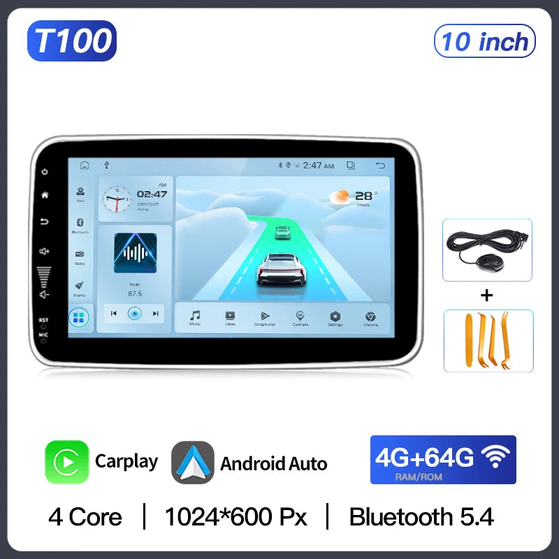 1Din 9inch 10inch Android13 Carplay Android Auto WIFI Bluetooth Car Radio Multimedia Video Player  GPS Navi Universal Screen BT